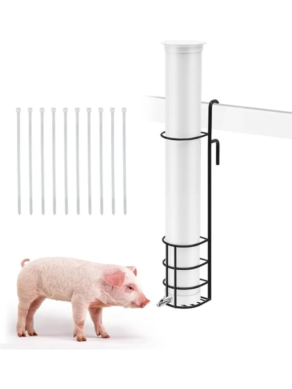 Adjustable Vertical Pig Waterer Kit with Steel Nipples & Easy Mounting for